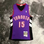 Maillot de Basket #15 Vince Carter Raptors 1999-00 Vintage Violet Noir Imprimé